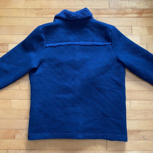 L.L. Bean Retro Navy Sherpa Fleece Wrap Cardigan Sweater - Picture 4 of 4